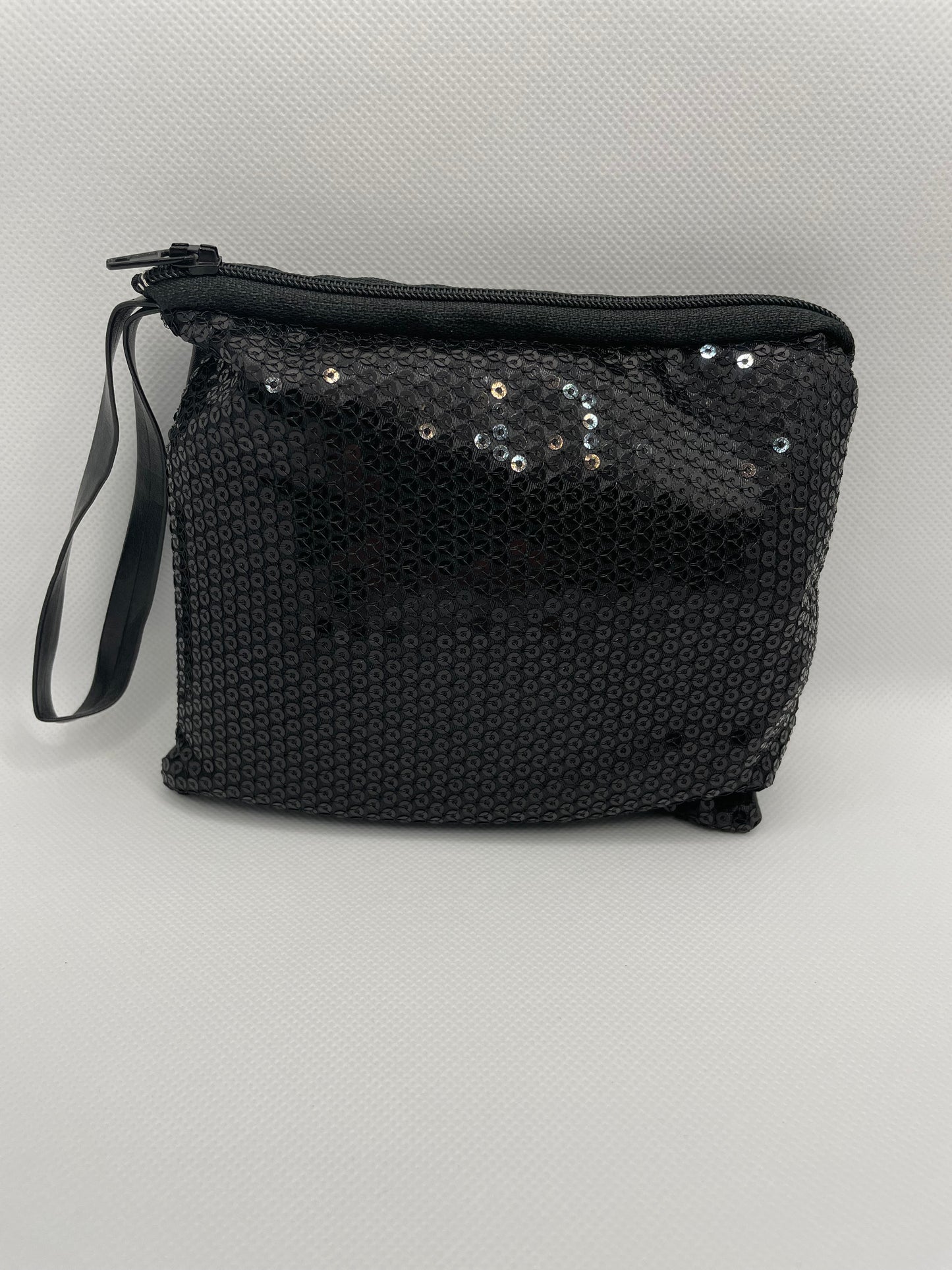 Foldable Ballet Slippers and Matching Bag - Black Sequined
